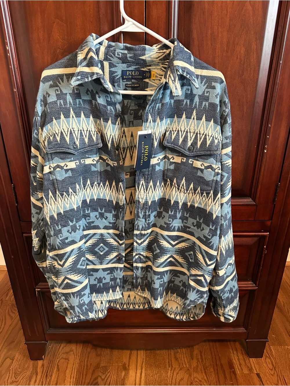 Ralph Lauren Blue and Cream Patterned Shirt Jacket